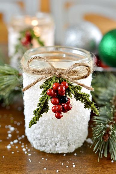 Cómo decorar frascos de cristal con motivos navideños 