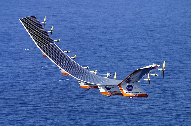 El Helios, una avión no tripulado movido gracias a la energía fotovoltaica 