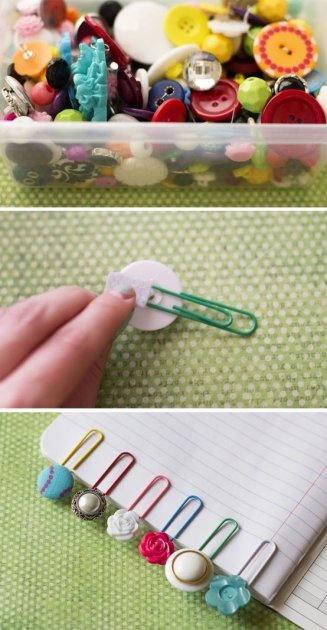Cómo hacer unos marcadores de libro con unos botones y unos clips para papeles 