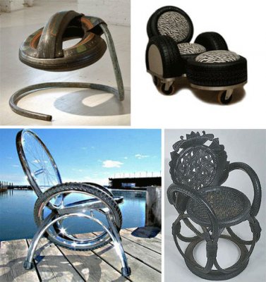Furniture made using recycled tires 